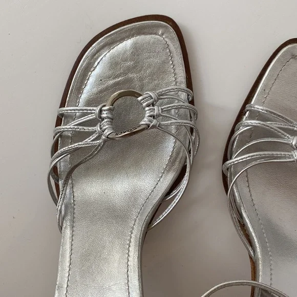 COACH Silver Strap stacked Heel Sandals - Picture 4 of 10
